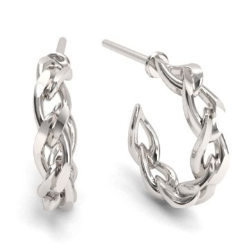 Decorative Earrings finding with chain pattern, silver 925 EX 8