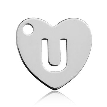 Charm Heart with Letter U Silver 925 BL HEART U - 0,4 mm