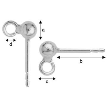 Kulka 3 mm ze sztyftem do kolczyków próba 925 STW 3,0