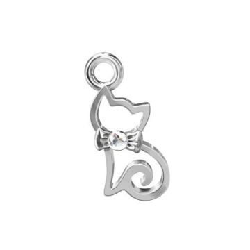 Charm Kitty with crystal, Silver 925  S-CHARM 129