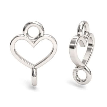 Small, decorative connector  - heart, silver 925 S-CHARM 742