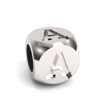 Charm with a letter Ą, silver 925 CUBE A-PL