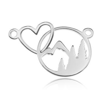 Connector Mountains with a heart, silver 925 BL 900 - 0,8 mm