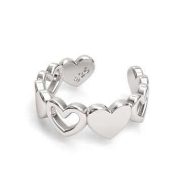 Open-work ear cuff with hearts, silver 925 NA 22