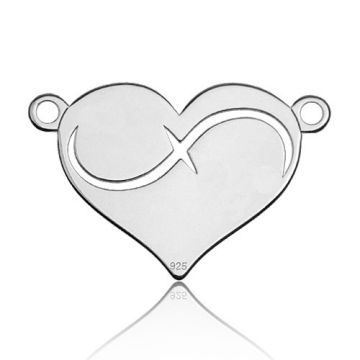 Connector Engravable Heart Silver 925 BL 375 - 0,8 mm