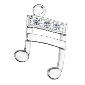 Charm NOTE with crystals, Silver  925 H-65