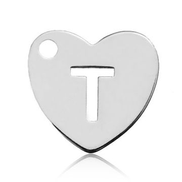 Charm Heart with Letter T Silver 925 BL HEART T - 0,8 mm