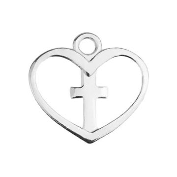 Charm Cross in Heart Silver 925 S-CHARM 487