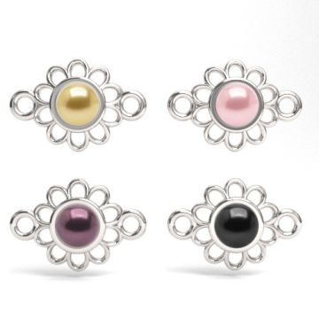 Connector Flower with Preciosa Pearl Silver 925 S-CHARM 471