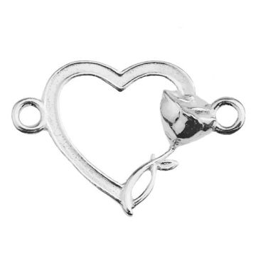 Connector Heart with Rose Silver 925 S-CHARM 478