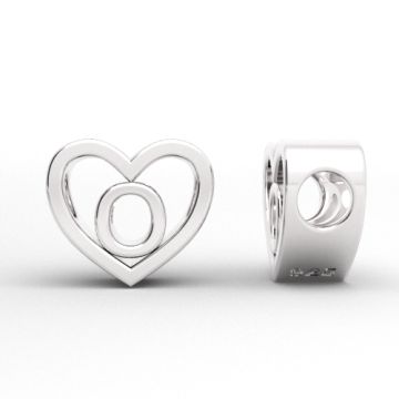 Decorative open-work charm, Heart with letter O, silver 925 HEART ODL-O