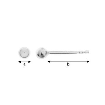 Earstud with ball 3 mm, Silver 925 KLSG 3