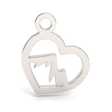 Little heart charm with mountains , silver 925 BL 913 - 0,8 mm