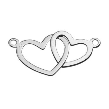 Connector Two Hearts Silver 925 BL 559 - 0,8 mm