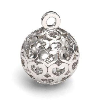 Decorative pendant  - Open-work ball with hearts, silver 925 S-CHARM 728