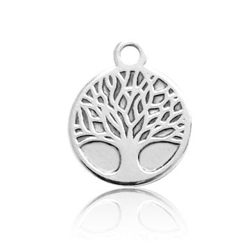 Round pendant with an engraved tree, silver 925 BL 982 - 0.8 mm