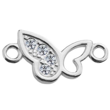 Connector Butterfly with crystals, Silver 925 S-CHARM 371