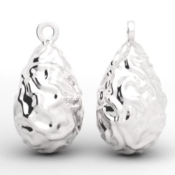 Decorative pendant - Drop with a wavy surface, Sterling Silver 925 S-CHARM 845