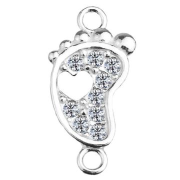 Connector Foot with crystals, Silver 925 S-CHARM 460