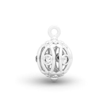 Decorative pendant - open work ball charm with crystals, Silver 925 S-CHARM 799