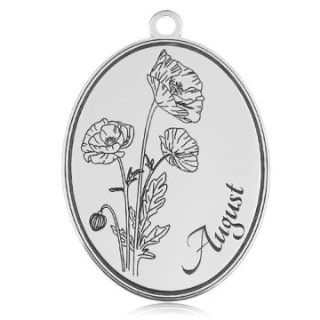 Charm Birth Month with poppy - August, silver 925 BL 879 - 0,8 mm