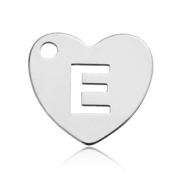 Charm Heart with Letter E Silver 925 BL HEART E - 0,8 mm