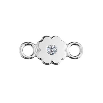 Tiny Connector Flower with crystal, Silver 925 S-CHARM 454