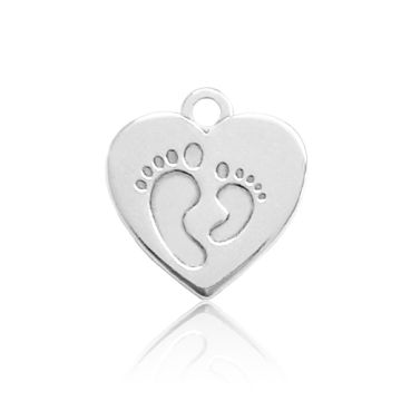 Heart pendant with engraved feet, silver 925 BL 985 - 0.4 mm