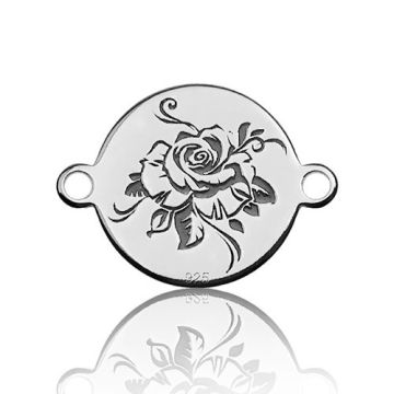 Charm/Connector Engraved Rose Silver 925 BL 339 - 0,4 mm