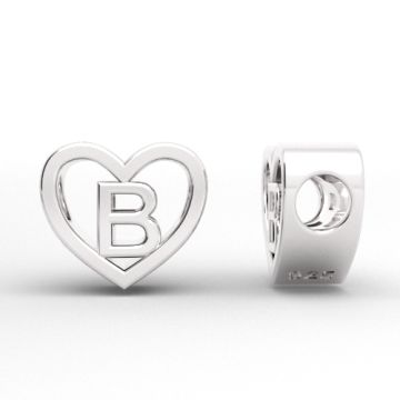 Decorative open-work charm, Heart with letter B, silver 925 HEART ODL-B