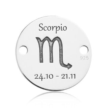 Connector Zodiac Sign Scorpio Silver 925 BL 620 - 0,4 mm