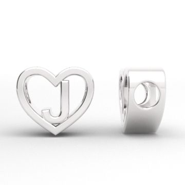 Decorative open-work charm, Heart with letter J, silver 925 HEART ODL-J