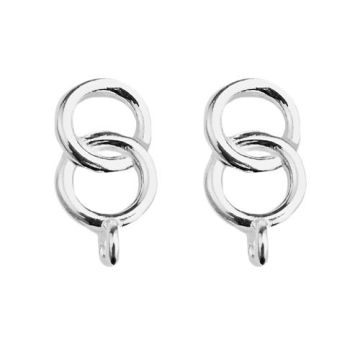 Earrings,earstuds Two Circles with ring Silver 925 SZ 110