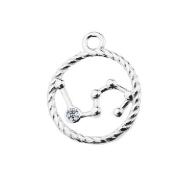 Charm Zodiac Sign - Constellation of Leo with crystal, Silver 925 S-CHARM 605