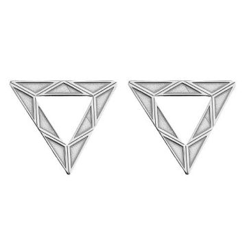 Engraved Earrings, Earstuds Triangles Silver 925 SZ 87