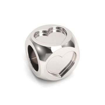 Charm with a heart symbol, silver 925 CUBE HEART