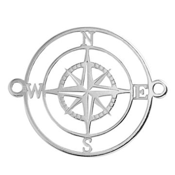 Decorative connector - compass, wind rose in a circle , silver 925 BL 934 - 0,8 mm