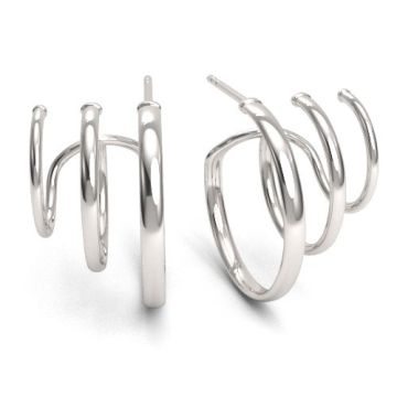 Decorative Earrings finding - triple circles, silver 925 EX 19