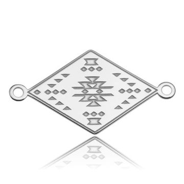 Connector Square engraved Silver 925 BL 304 - 0,4 mm