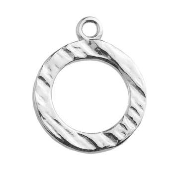 Charm Ring with crushed pattern Silver 925 S-CHARM 378