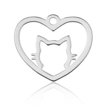 Charm Heart with Cat Silver 925 BL 541 - 0,8 mm