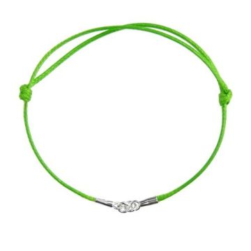 Green Cord Bracelet Finding Silver 925 13-24 CM