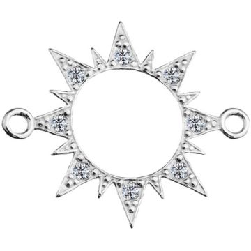 Connector Star / Sun with crystals, Silver 925 S-CHARM 526