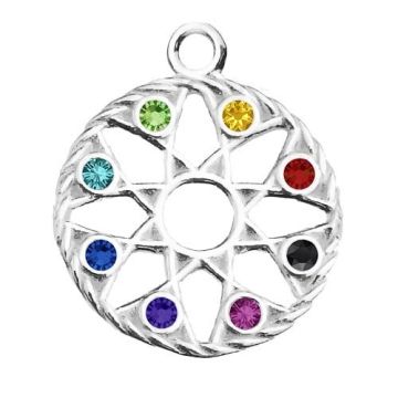 Charm Rosette with colorful crystals, Silver 925 S-CHARM 512