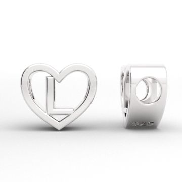 Decorative open-work charm, Heart with letter L, silver 925 HEART ODL-L