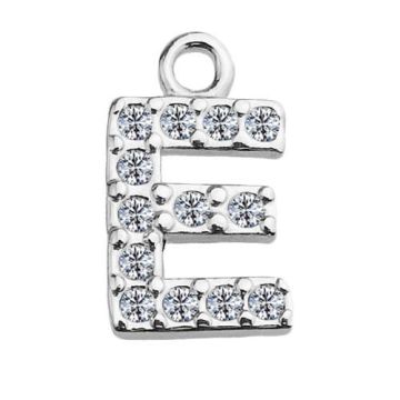 Charm Letter E with crystals, Silver 925 S-CHARM E