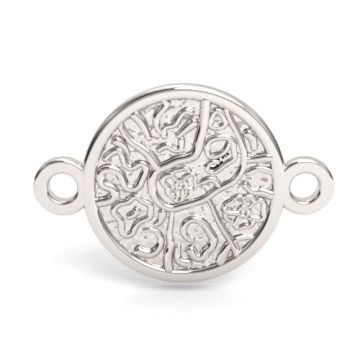 Decorative connector, coin with a double-sided pattern, silver 925 S-CHARM 748