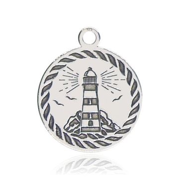 Decorative charm, pendant with engraved lighthouse, silver 925 BL 947 - 0,4 mm