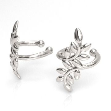 Decorative ear cuff with leaves, silver 925 NA 6