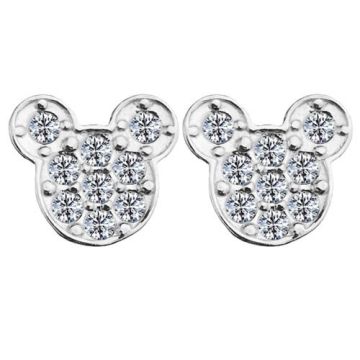 Earrings, earstuds Mickey Mouse with crystals, Silver 925 SZ 132